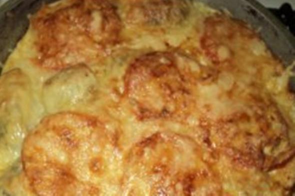 Гречка с рыбой, под сметаной и сыром