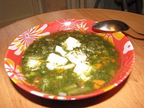 Суп из горошка и шпината по-испански
